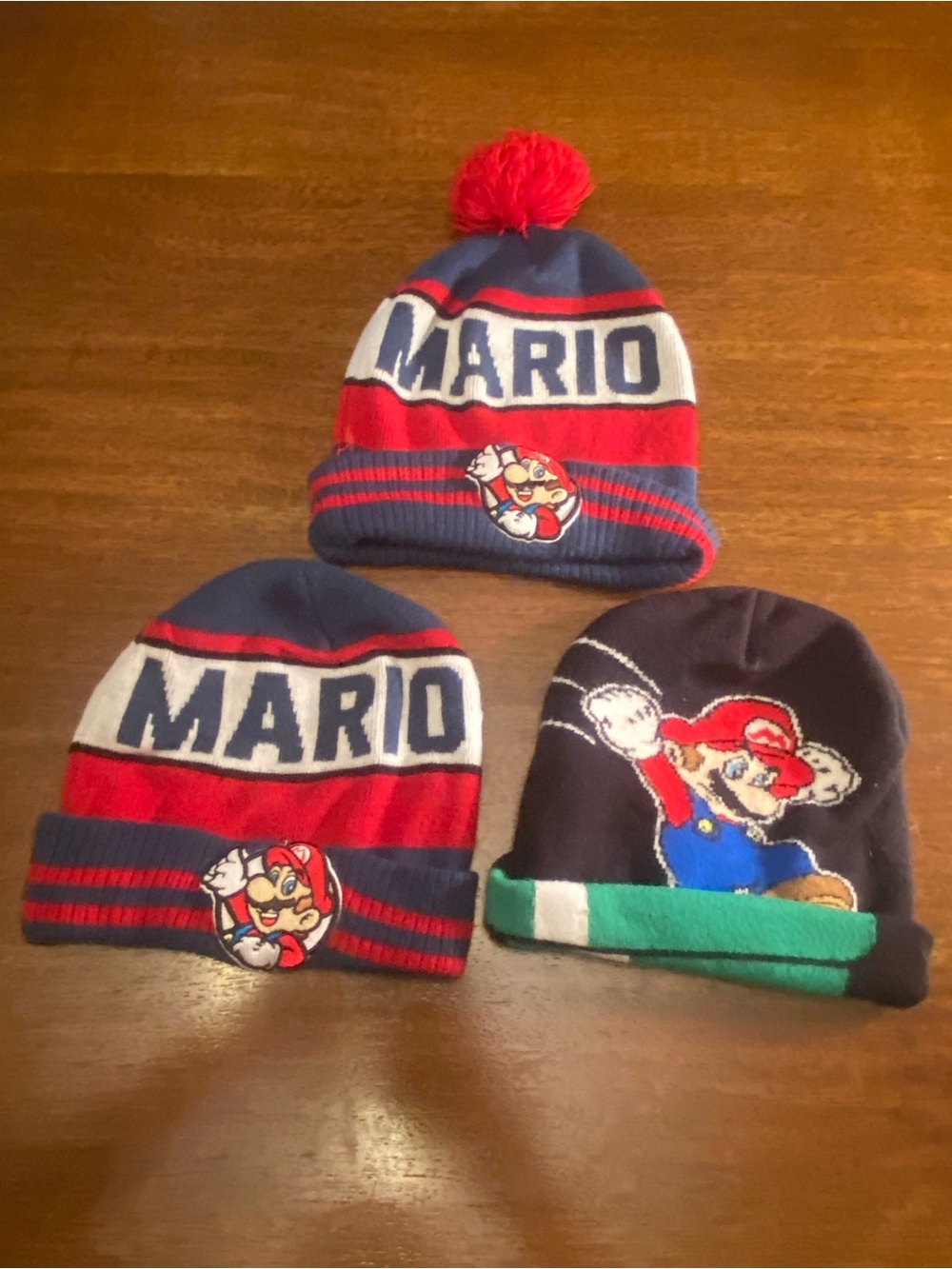 Lot 3 - Nintendo Super Mario Bros Beanie Hat Knit Winter Hats 2017 Mario Pom Pom